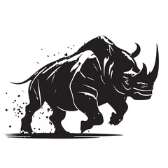 Rhino logo template. Endangered African Rhinoceros silhouette icon. Horned animal symbol. Vector illustration.