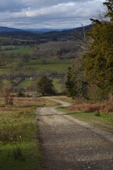 Fototapeta na wymiar a path that leads you through Castlemorton common and up the Malvern hills