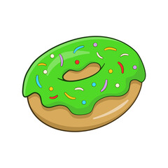 Green donut. Vector illustration. Isolated on white background