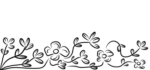 Hand drawn Floral pattern with leaves and flowers isolated 