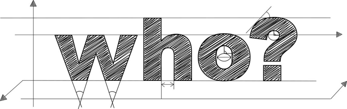 WHO? black draft text on transparent background