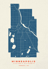 Minneapolis map vector poster flyer	