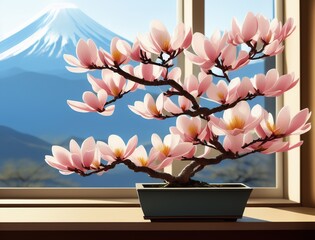 magnolia bonsai in bloom