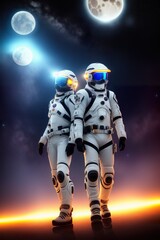 Naklejka premium astronauts in space
