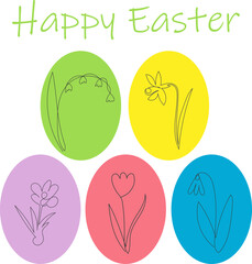 vector illustration colored easter eggs with drawings of flowers