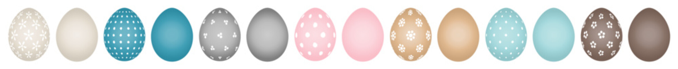 Set 14 Bemalte & Einfarbige Ostereier Punkte/Blumen Retro