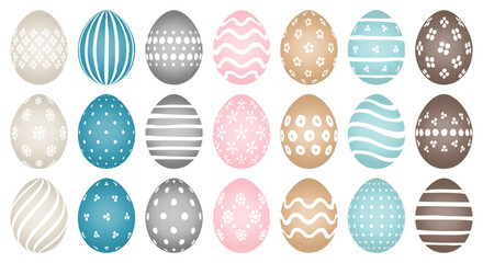 Set 21 Bemalte Ostereier Punkte/Blumen/Streifen Retro