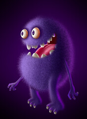 lilac monster with bad teeth