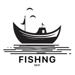 Fishing boat logo design image for Sea transportation and barge boat logo vector