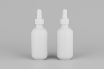 White Dropper Mockup Multiple Bottles. Blank Label. 3D Illustration
