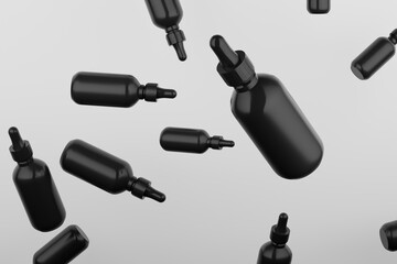 White Dropper Mockup Multiple Bottles. Blank Label. 3D Illustration