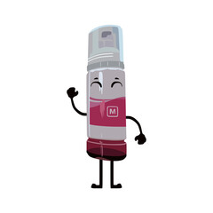 Cute magenta printer ink bottle character vector illustration, cmyk ink, in flat cartoon trendy design style. Spill-resistant ink bottles. ecotank. Editable graphic resources for many purposes.
