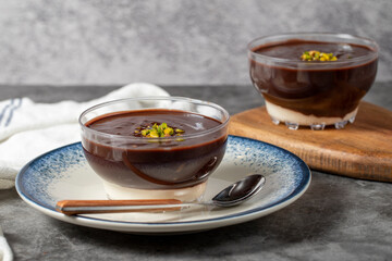 Chocolate pudding. Supangle or chocolate pudding prepared with sugar, starch, milk, butter and cocoa