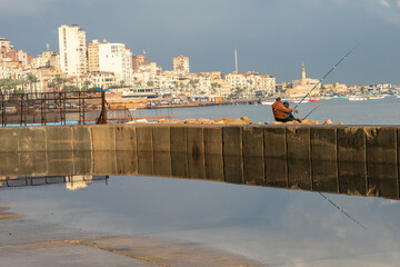Corniche of Alexandria, the seconds largest city in Egypt. Traditional Egyptian Architecture....