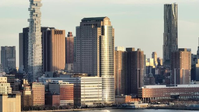 Financial district of Manhattan New York City - aerial view - drone photography