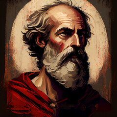 Saint Paul Apostle Portrait. Color Illustration. Generative Ai. - obrazy, fototapety, plakaty