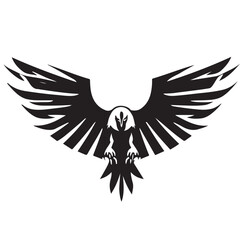 Obraz premium Eagle rising Wings Logo design vector template. Corporate heraldic Falcon Phoenix Hawk bird Logotype concept icon.