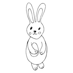 Easter Bunny with an egg in doodle style on an isolated background.