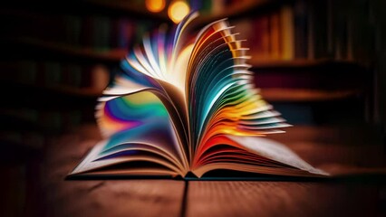 Unleashing Imagination: A Magical Book with Open Pages Awaits Your Story or Illustrations, Seamless Loop