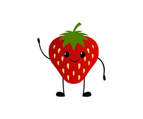 Cute funny strawberry characters. strawberry vector emoji. Cartoon kawaii emoticon vector illustration.