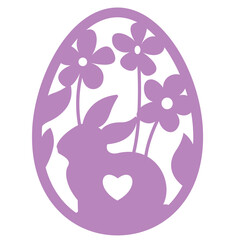 Easter egg  with flowers and bunny svg, Spring papercut decor