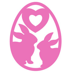 Easter egg with bunny and heart svg for cut, Spring decor with rabbit 