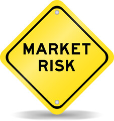Yellow color transportation sign with word market risk on white background