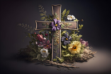 "Nature-Inspired Floral Border Design with Christian Symbolism for Invitations and Celebrations"