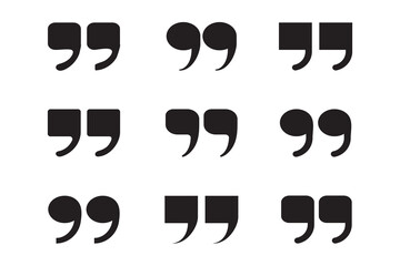 Quotes marks. Quotation marking quote mark comma double commas speech punctuation text excerption typography citation marking, vector icon