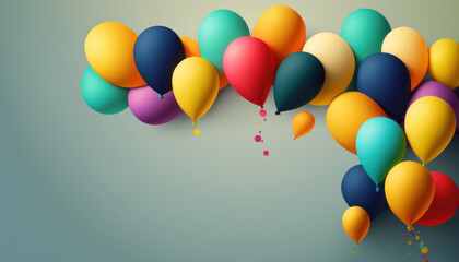 colorful party balloon background with copy space. generative ai
