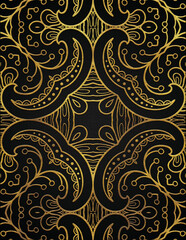 Golden abstract mandala luxury style pattern design