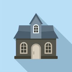 Pumpkin creepy house icon flat vector. Spooky ghost. Fear mansion