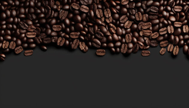 coffee beans with copyspace in black background