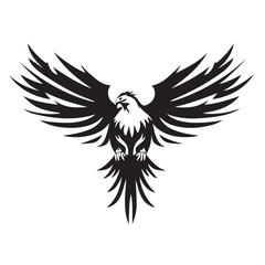 Obraz premium Eagle rising Wings Logo design vector template. Corporate heraldic Falcon Phoenix Hawk bird Logotype concept icon.