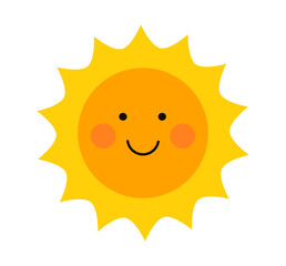 Cute smiling sun icon.  Flat design sun element. Vector. - 573909627