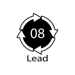 Battery recycling symbol 8 Lead , battery recycling code 8 Lead