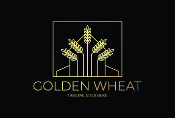 Geometric Wheat Rice Oat Barn for Farm and Bakery or Beer Logo