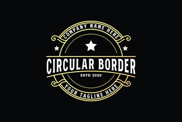 Fototapeta na wymiar Circle Vintage Border Frame Vintage Royal Crown Badge Emblem Stamp Label Logo Design Vector