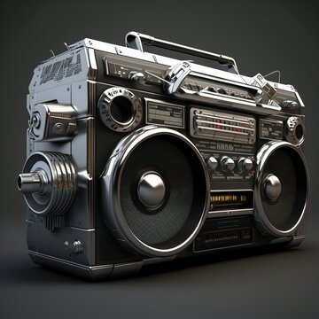 A black and chrome ghetto blaster