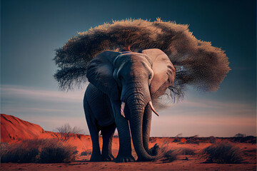 Fototapeta na wymiar An elephant living alone in the wild. Generated AI