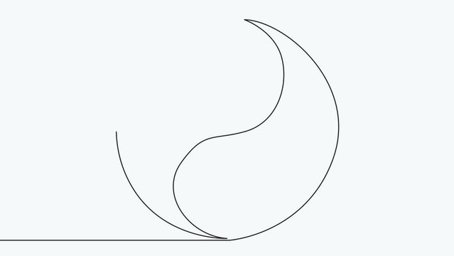 Self-drawing Yin Yang symbol of harmony and balance. 4K Video motion animation