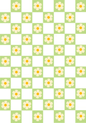 Chess retro flower background. Retro groovy 90s texture pattern.