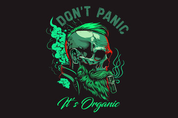 Vector skull dont panic its organic art