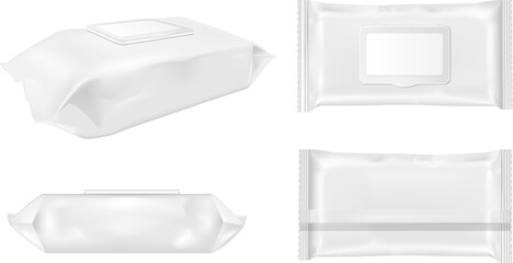 White wet wipes package with flap