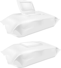 White wet wipes package with flap