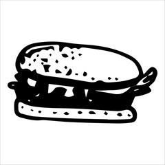 Vector illustration a hot dog with a sausage