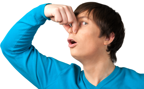 Young Man Clogging a Nose - Isolated