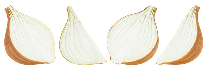 Collection of delicious onion pieces cut out