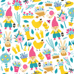 Seamless pattern with spring elements. Vecto