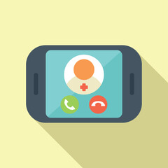 Doctor call icon flat vector. Online medical consultation. Service care